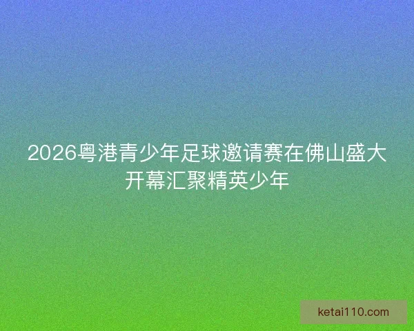 2026粤港青少年足球邀请赛在佛山盛大开幕汇聚精英少年