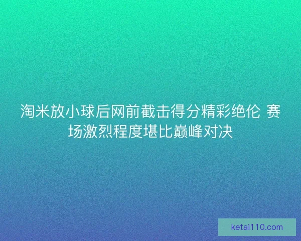 淘米放小球后网前截击得分精彩绝伦 赛场激烈程度堪比巅峰对决