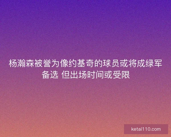 杨瀚森被誉为像约基奇的球员或将成绿军备选 但出场时间或受限
